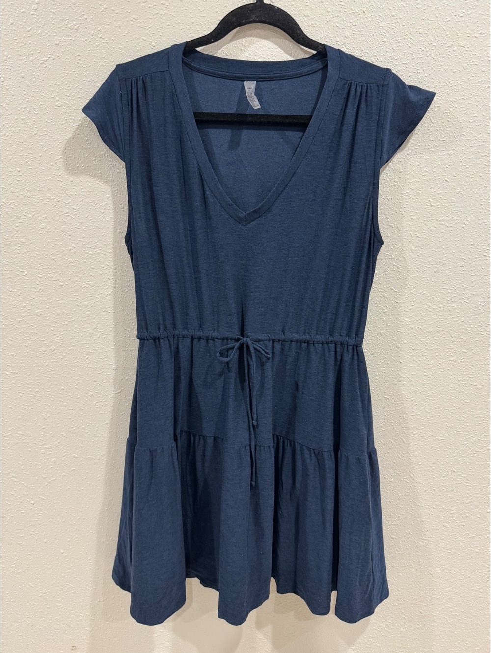 Beyond Yoga Women’s Navy Blue V-Neck Tiered Drawstring Dress Size L